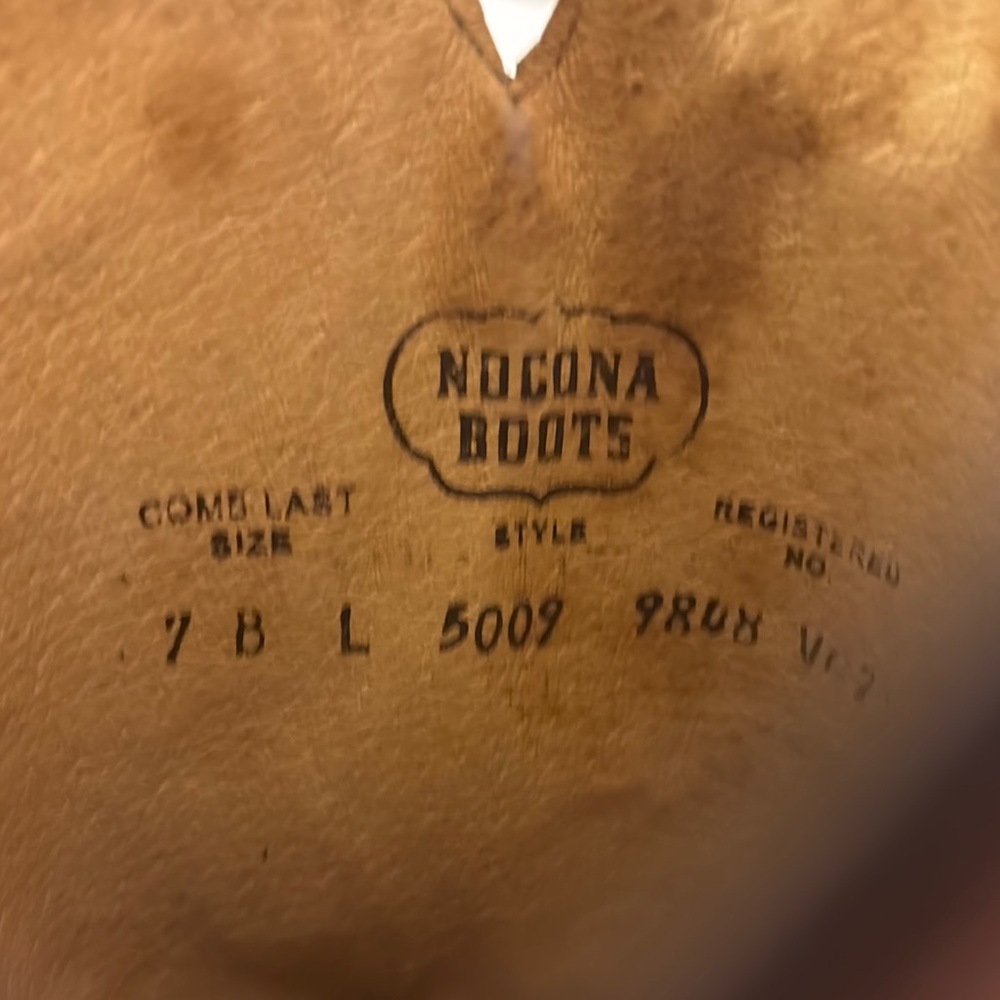 Nocona Brown and Blue Heeled Boots - Picture 7 of 8